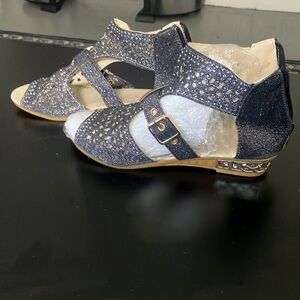 Glittery Navy Sandals with Buckle